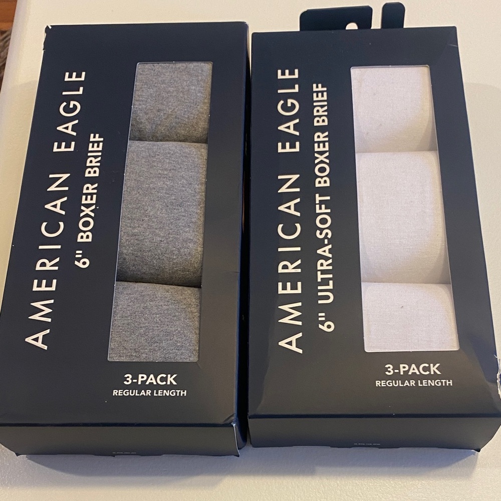 American Eagle Outfitters 6” Boxer Briefs (2) 3-Pack in Gray and White. M New